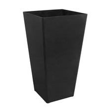 Slate black recycled planter pot, tall tapered square silhouette