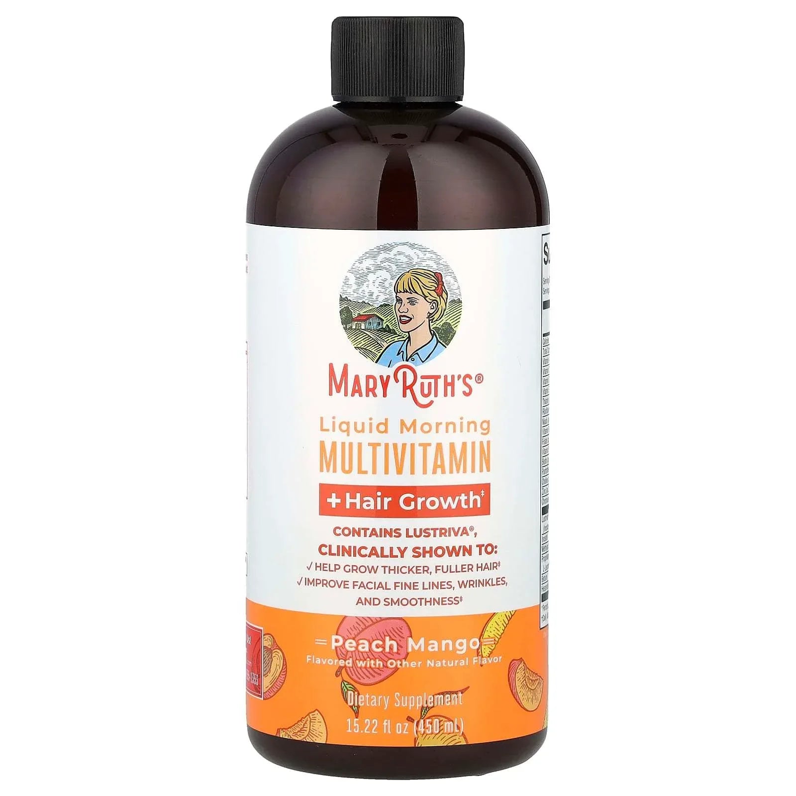 MaryRuth's, Liquid Morning Multivitamin + Hair Growth, Peach Mango, 15.22 fl oz (450 ml) - USA MEGA SHOP