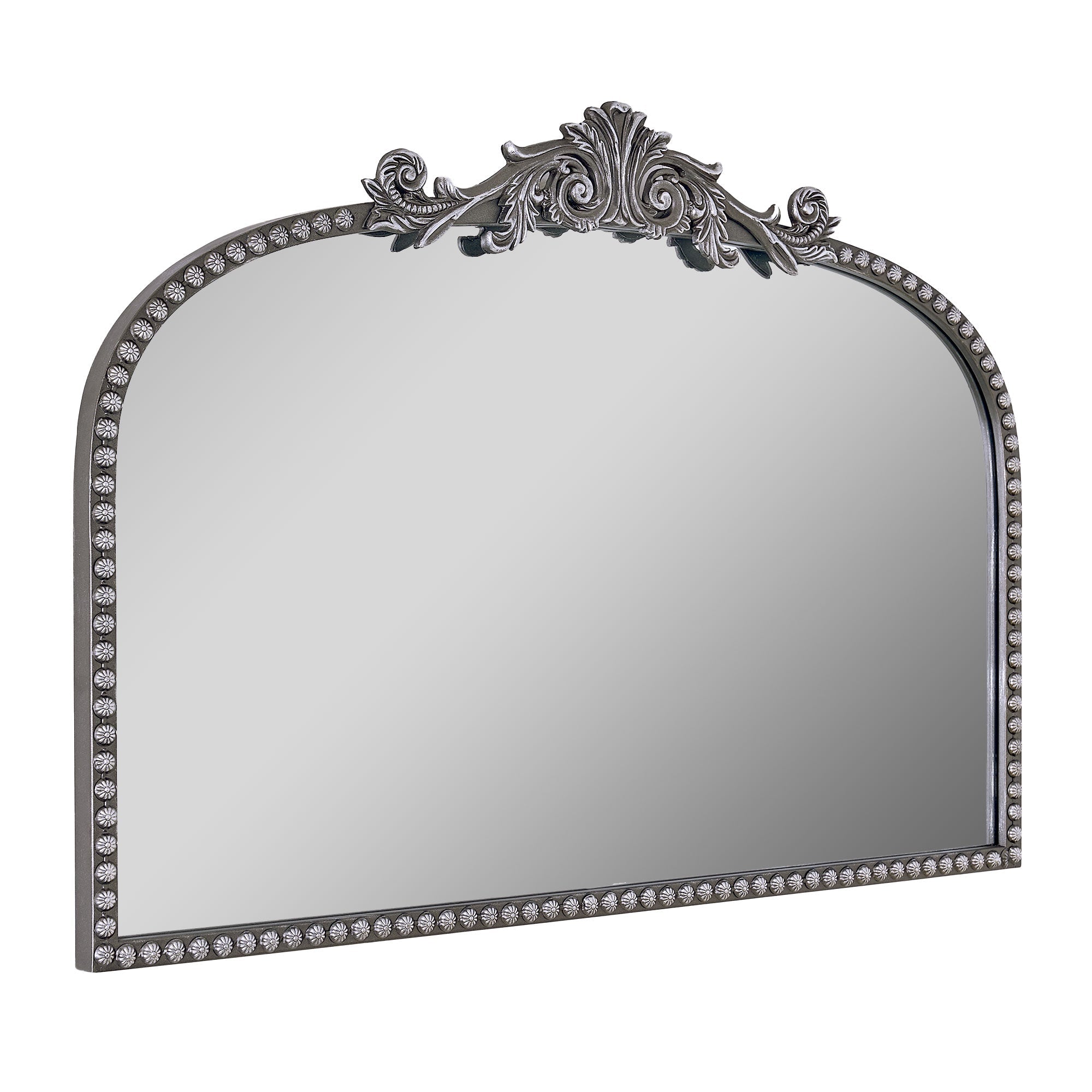 Crystal Art Gallery 22" x 64" Black Filigree Arch Metal Full Length Floor Leaner Mirror