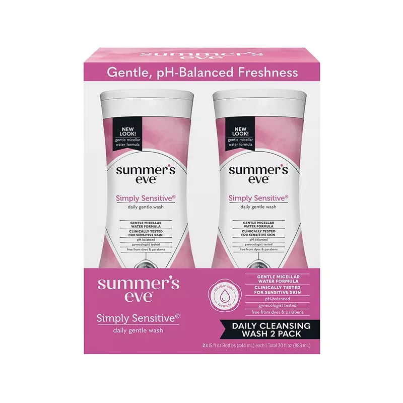 Summers Eve Simply Sensitive Feminine Cleansing Wash, 2 pk./15 fl. oz. - USA MEGA SHOP