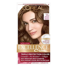 L'Oreal Paris hair color kit, 5G medium golden brown, non-drip creme