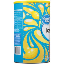 Side panel with directions and labels on lemon iced tea drink mix can