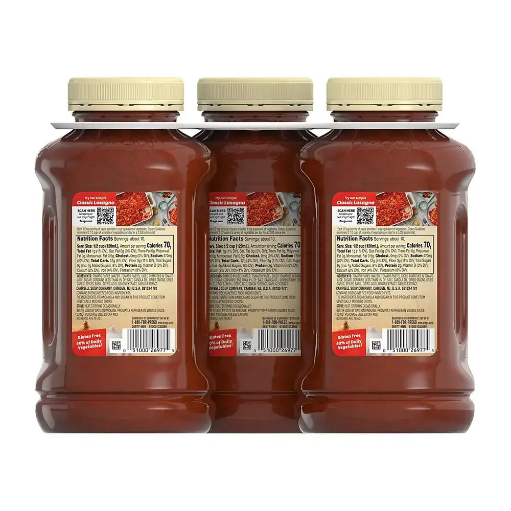 Prego Traditional Pasta Sauce, Jars, 3 pk./45 oz. - USA MEGA SHOP