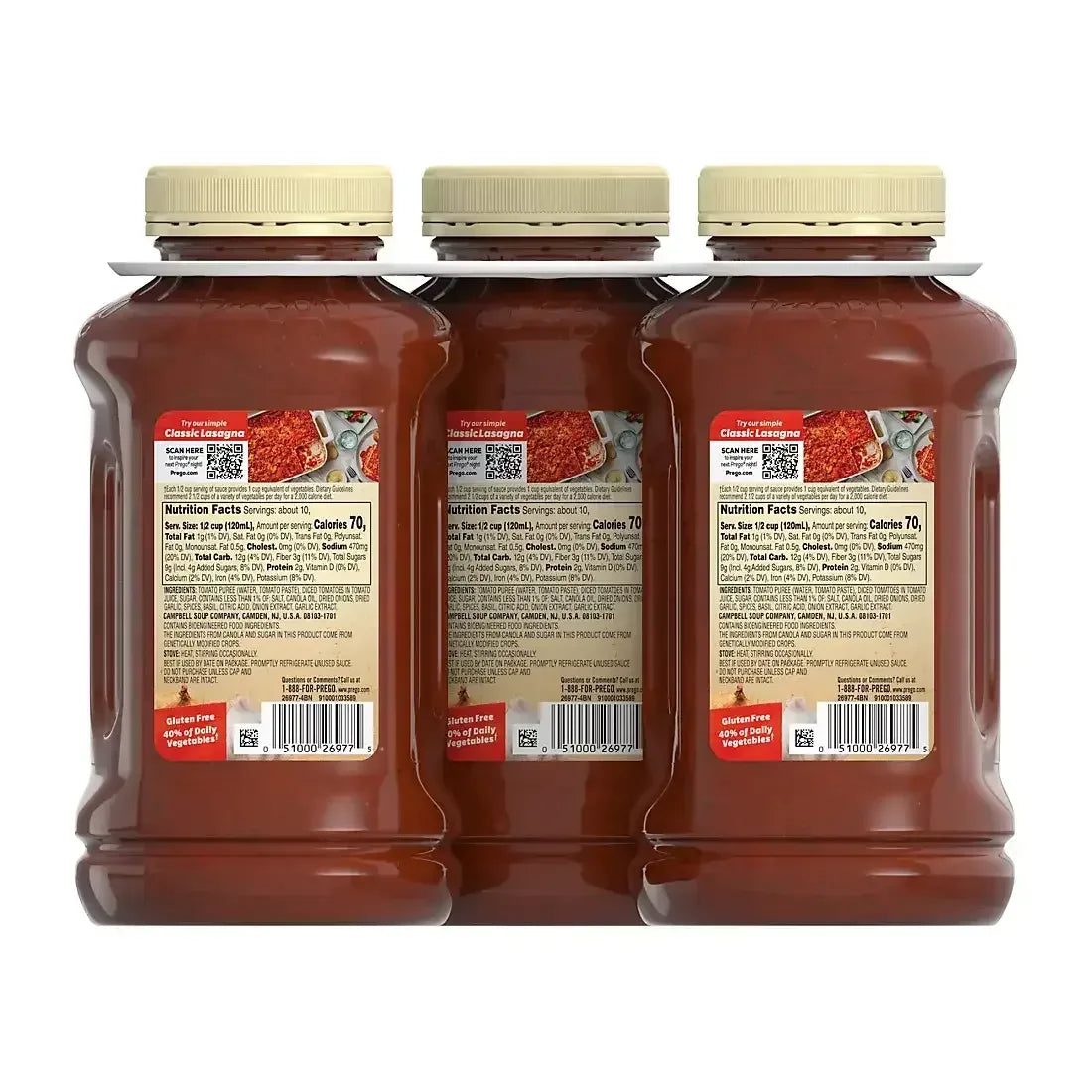 Prego Traditional Pasta Sauce, Jars, 3 pk./45 oz.