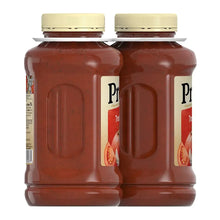 Prego traditional pasta sauce jars, dark red sauce and cream caps, back view
