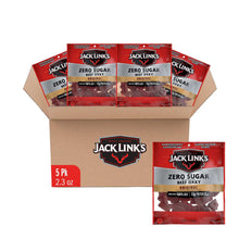 Jack Link's Zero Sugar Original Beef Jerky five-pack display with individual 2.3 oz pouch