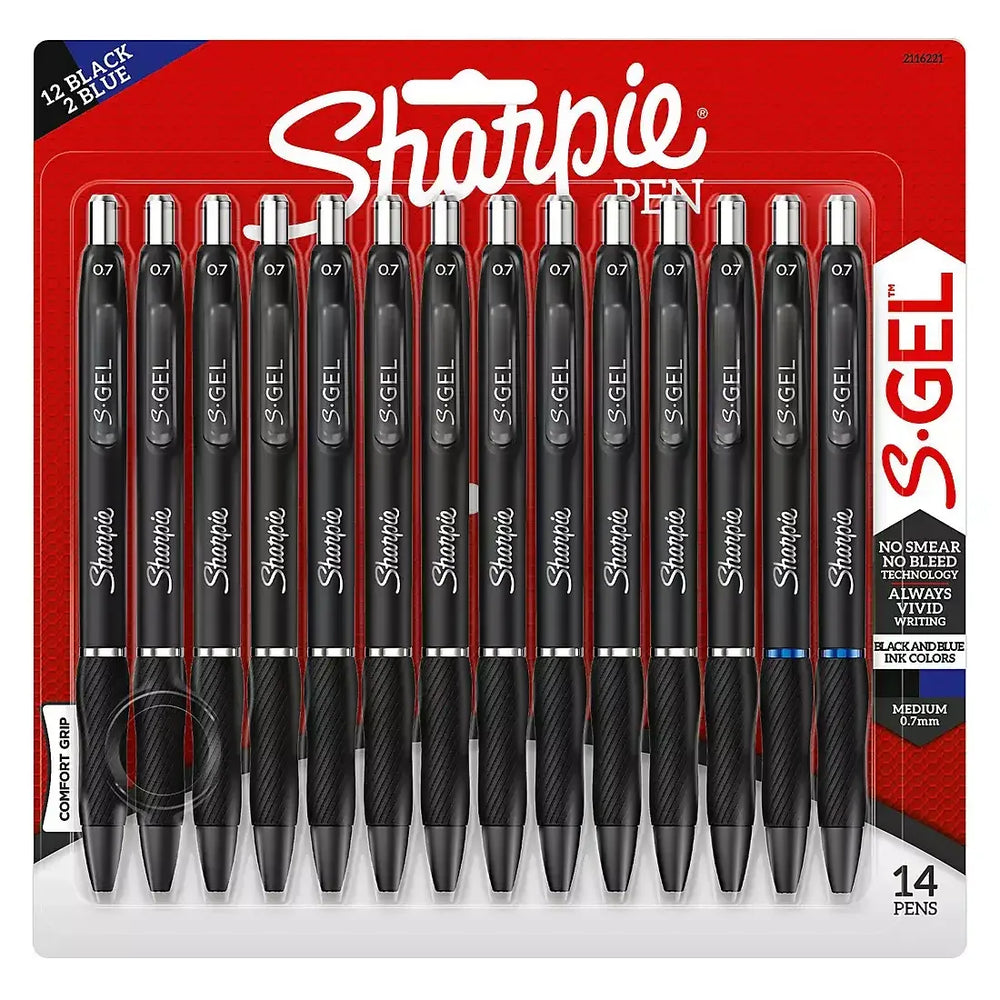 Sharpie S Gel Pens, 14 ct. - 12 Black and 2 Blue - USA MEGA SHOP