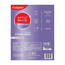 Colgate Optic White toothpaste 5-pack box back panel
