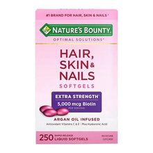 Nature's Bounty Hair, Skin & Nails extra strength softgels pouch, pink front label
