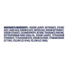 Soap ingredients panel with dense ingredient list text on back