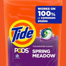 Tide PODS Spring Meadow detergent pacs box, 156 count, orange and purple packaging