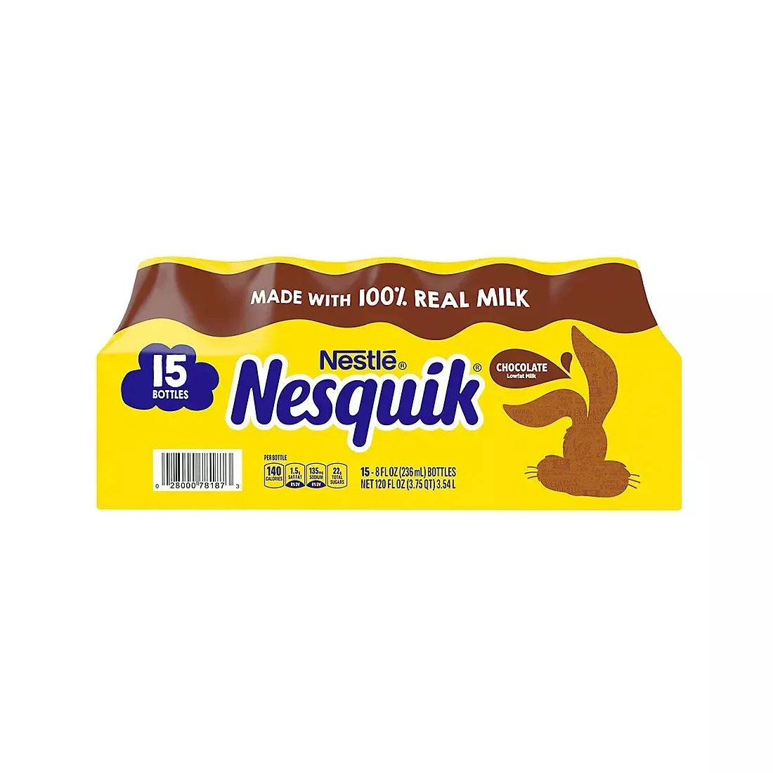 Nestle Nesquik Chocolate Low-Fat Milk Bottles, 15 ct./8 oz.