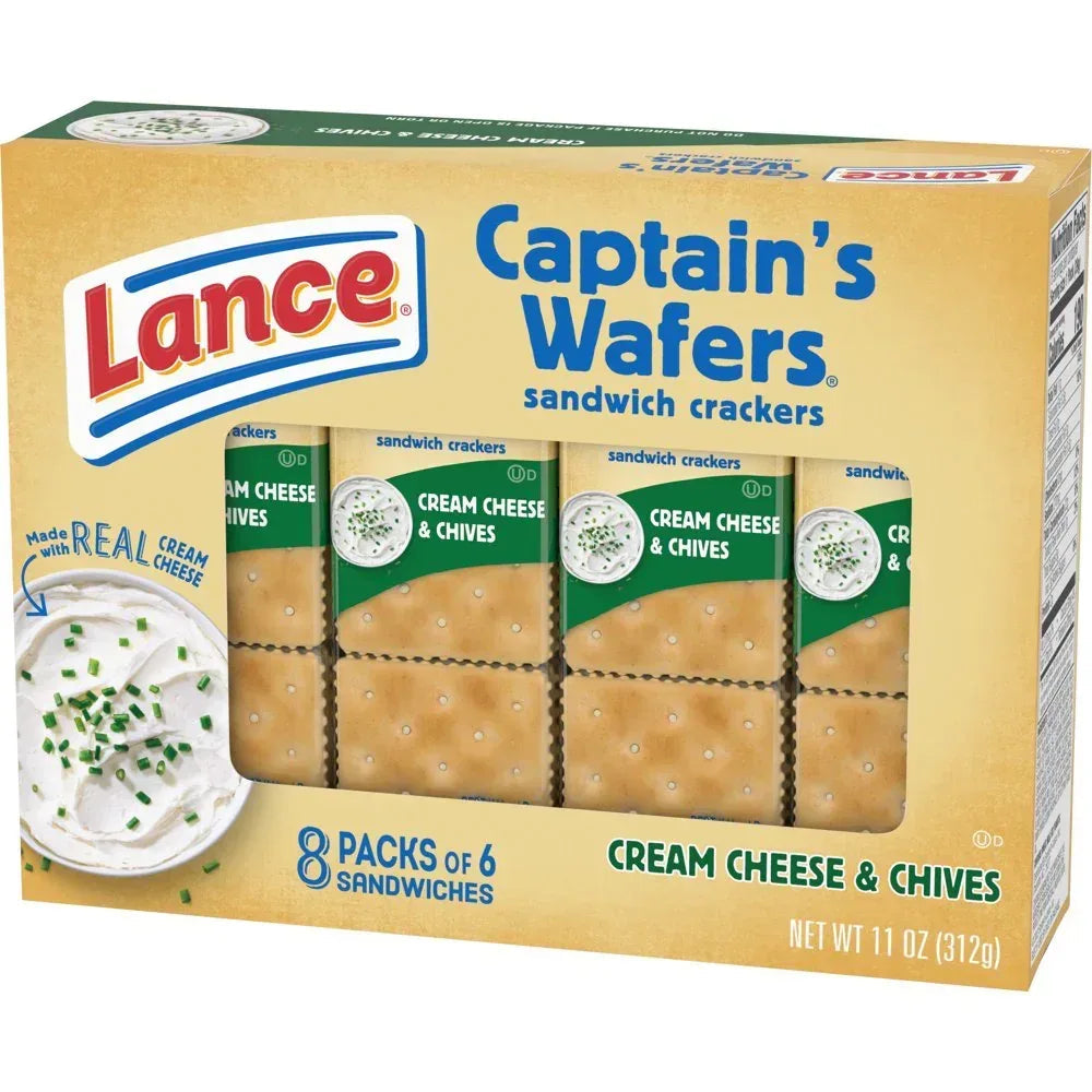 Sandwich Crackers, Captain'S Wafers Cream Cheese and Chives, 8 Packs, 6 Sandwiches Each