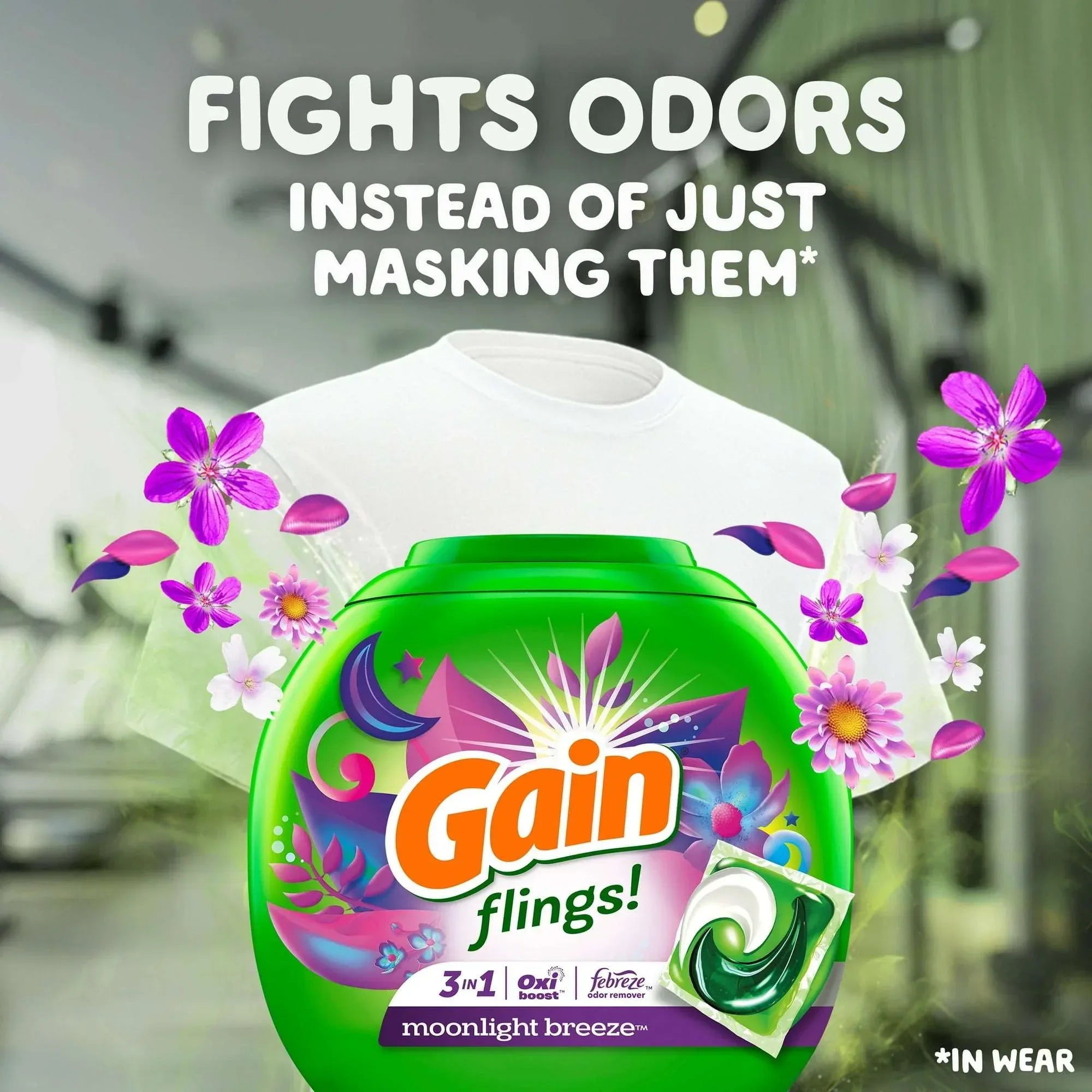 Gain Flings 3-in-1 Oxi Boost and Febreze Laundry Detergent Pacs, Moonlight Breeze Scent, 31 Count - USA MEGA SHOP