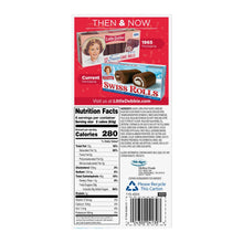 Swiss rolls nutrition facts panel on back of package, barcode at bottom
