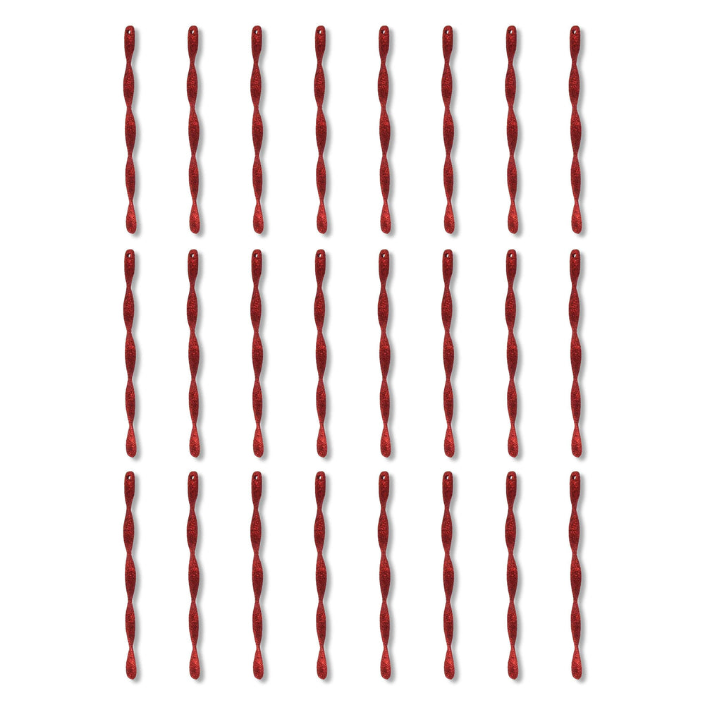 24 Count Red Glitter Icicle Christmas Ornaments, 7 in, by Holiday Time