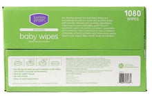 Berkley Jensen scented baby wipes box back panel, 1080 wipes and barcode