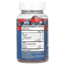 Supplement facts label on probiotic gummy bottle with white cap