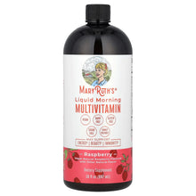 MaryRuth's liquid morning multivitamin bottle, raspberry flavor, front label