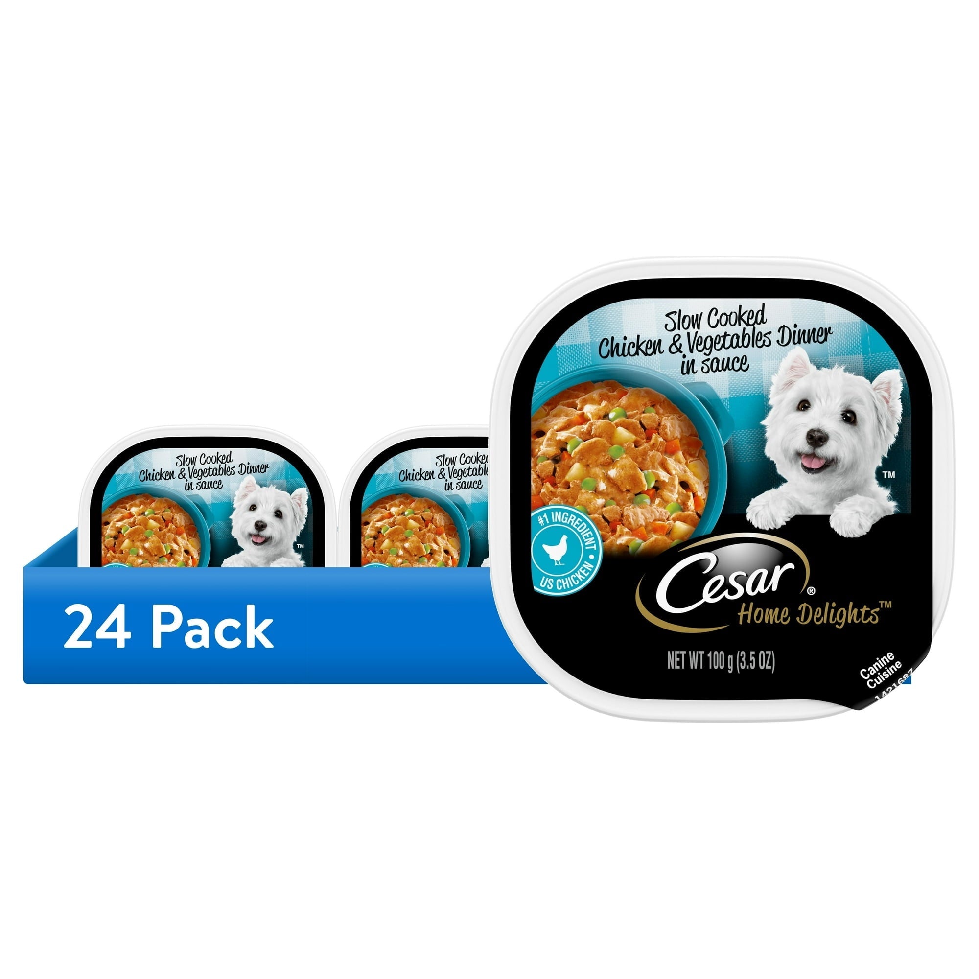 Cesar Home Delights Slow Cooked Chicken And Vegetables Wet Dog Food, 3.5 Oz Tray