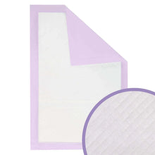 Close-up of lavender and white cat litter box pad layers with quilted texture