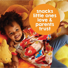 Happy Tot toddler cookie product promotion with a child holding a snack pouch.