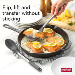 GoodCook Pro 2 Piece Turner & Spoon Set for Kitchen Cooking, Stainless Steel with Nylon Heads