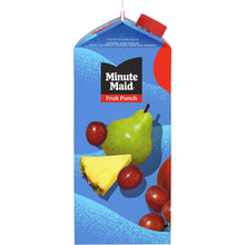 Fruit punch juice drink carton with red cap and fruit illustration on front