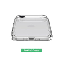 Clear protective gel phone case with bottom port openings and raised edge