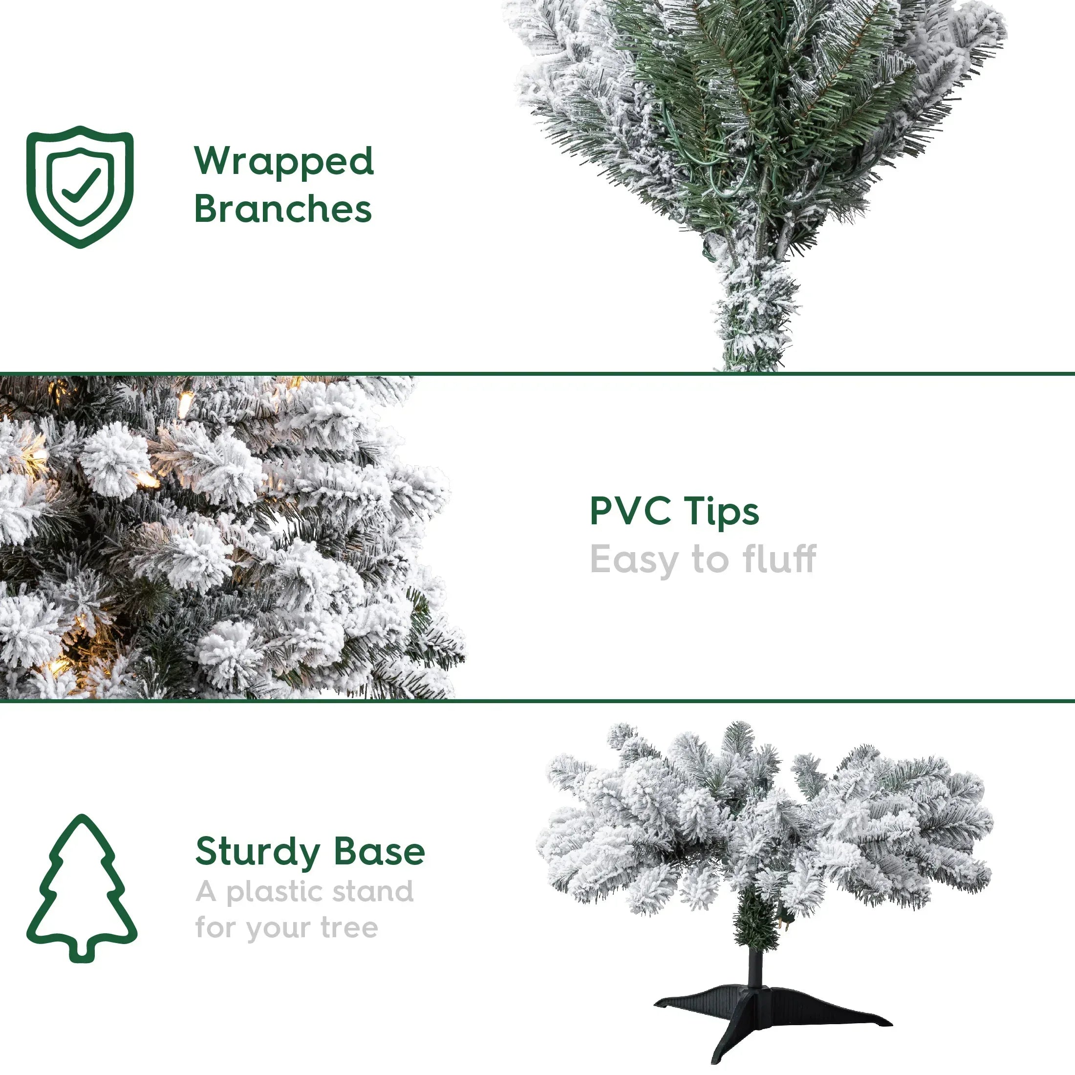 24 in Pre-Lit Cooper Flocked Spruce Artificial Christmas Tree with 35 Clear LED Lights and Stand, by Holiday Time