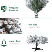 Flocked artificial Christmas tree with sturdy plastic stand