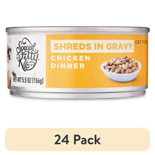Cat food can of chicken dinner shreds in gravy, 5.5 oz net wt