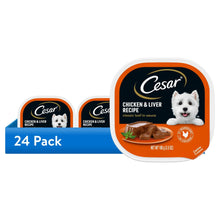 24-pack chicken and liver dog food trays with loaf in sauce, Caesar Classic