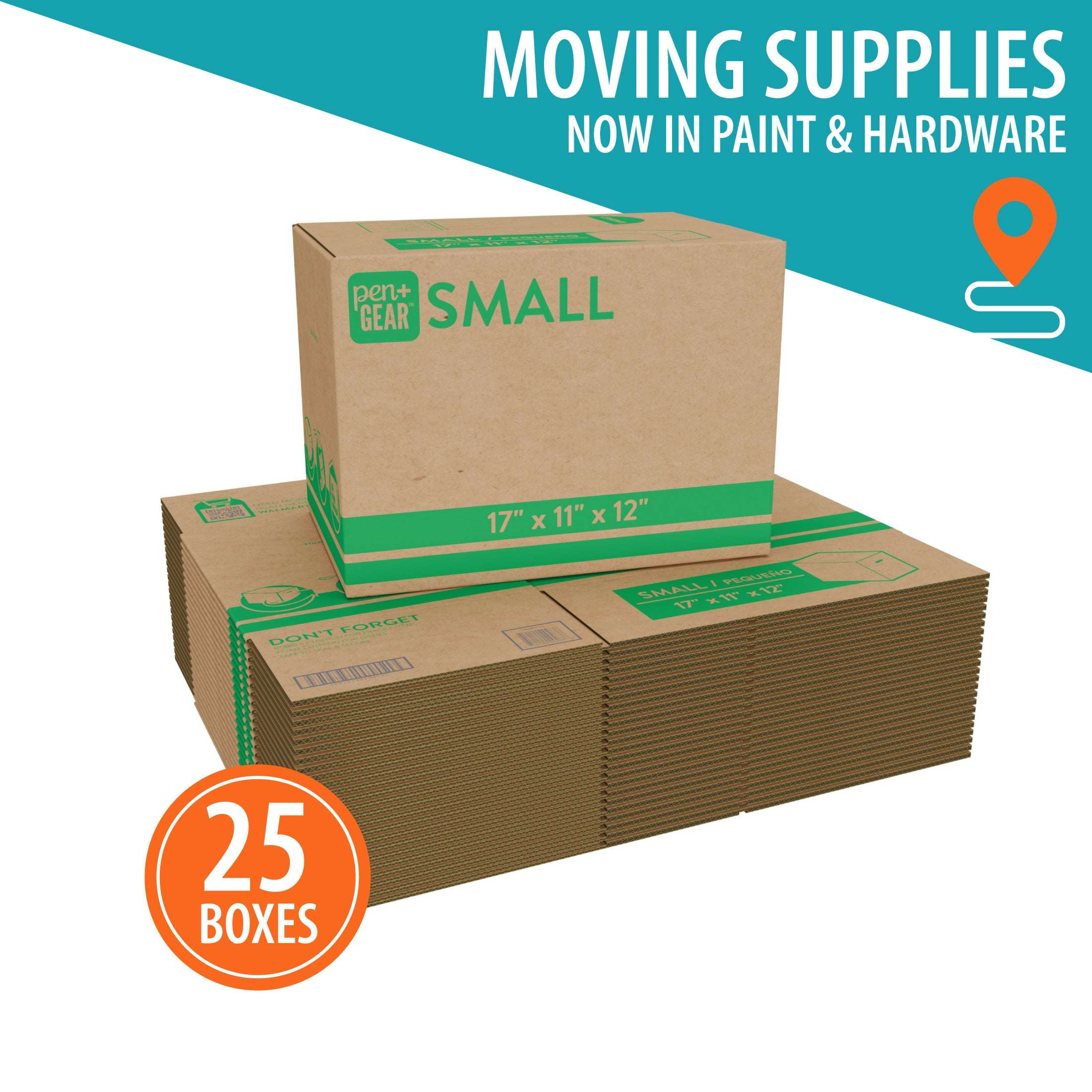 Pen+Gear Small Moving Boxes, 17 in. L x 11 in. W x 12 in. H, Kraft