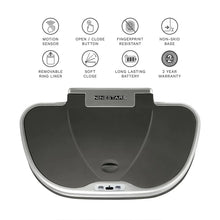 Sensor recycle unit lid with control icons for motion, open button, fingerprint resistance, non-skid