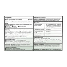 Zyrtec Drug Facts label on allergy relief tablets with active ingredient and warnings