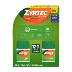 Zyrtec 24 Hour Allergy Relief Tablets with 10mg Cetirizine HCl, 120 ct. - USA MEGA SHOP
