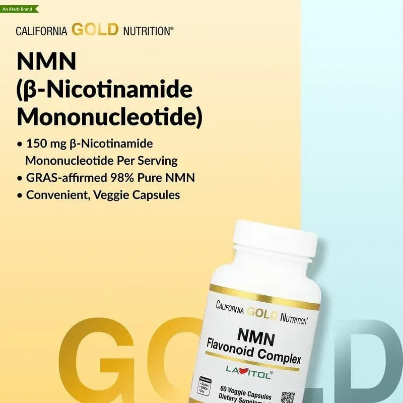 California Gold Nutrition, NMN Flavonoid Complex with Apigenin and Dihydroquercetin, 60 Veggie Capsules