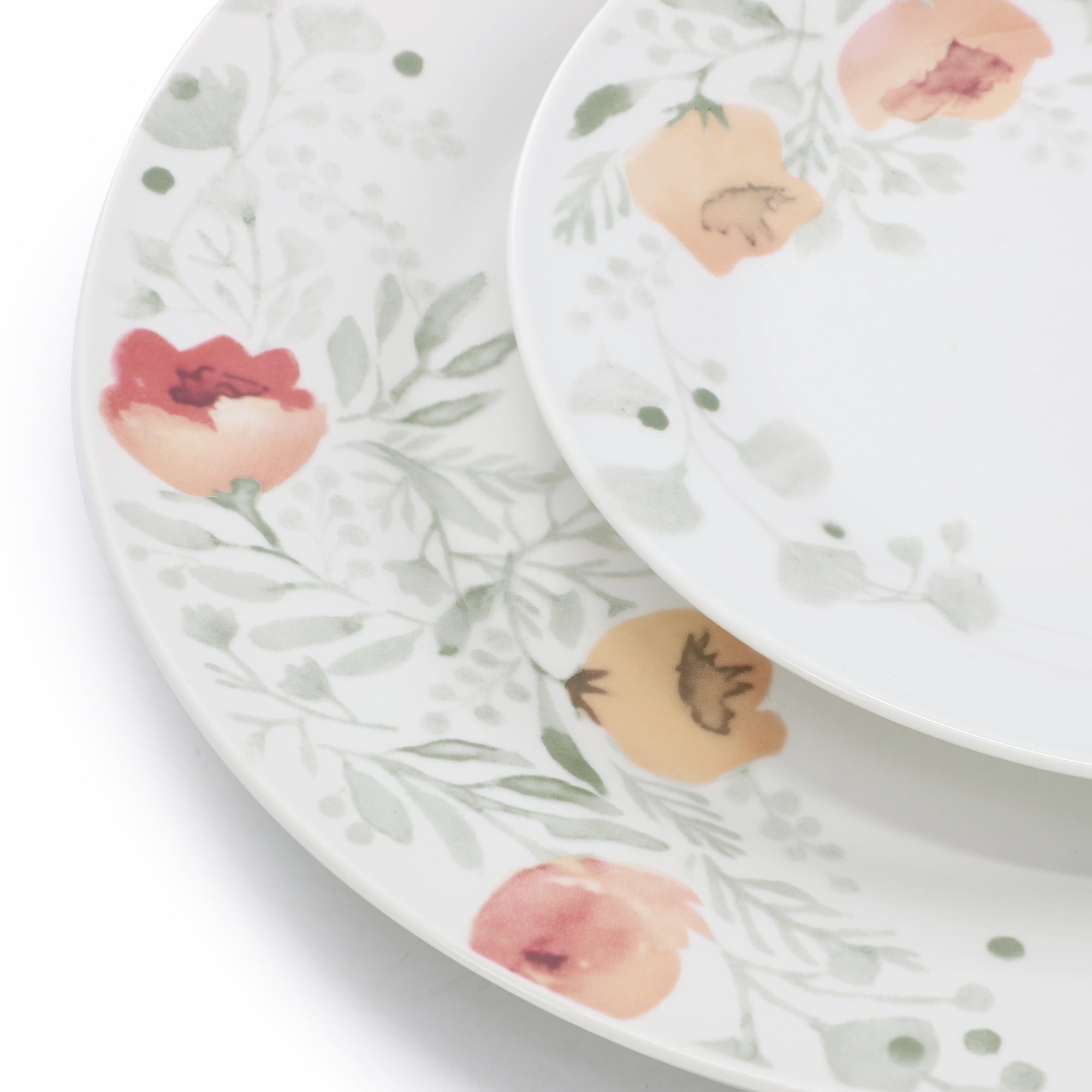 Elama Poppy 24 Piece Porcelain Double Bowl Dinnerware Set, Service for 6