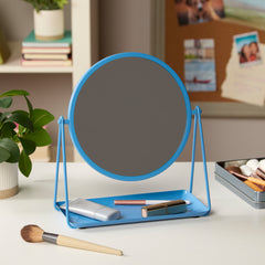 Mainstays by Becky G. & Alejandra 9.65" Round Tabletop Mirror with Metal Tray, Blue