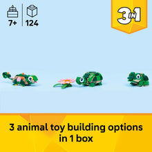 3-in-1 animal building toy box with three small green models on the box panel