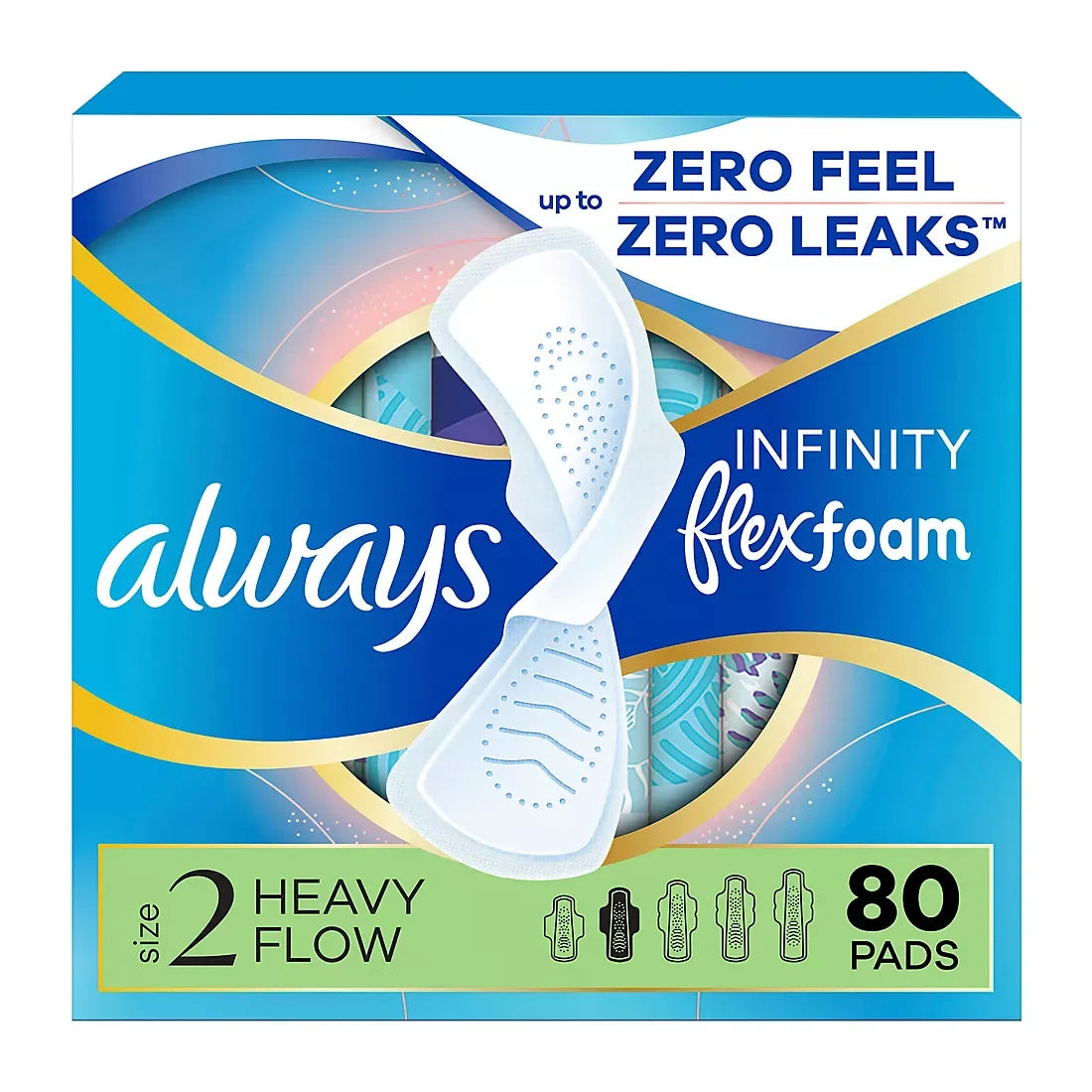 Always Infinity with FlexFoam Pads, Size 2, Heavy, with Wings, Unscented, 80 ct. - USA MEGA SHOP