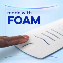 Foam-backed winged panty liner underside with raised channels for fit