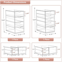 Acrylic stackable drawer organizer dimension diagram, 7 in wide and 9.84 in tall