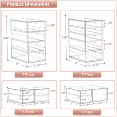 Sorbus Clear Acrylic Makeup Organizer, 4-Piece Stackable Storage, 16 Drawers