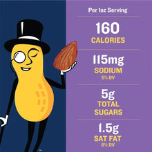 Nutrition panel for 1 oz serving: 160 calories and 5 g total sugars