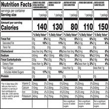 Nutrition Facts close-up table for snack chip variety multipack box