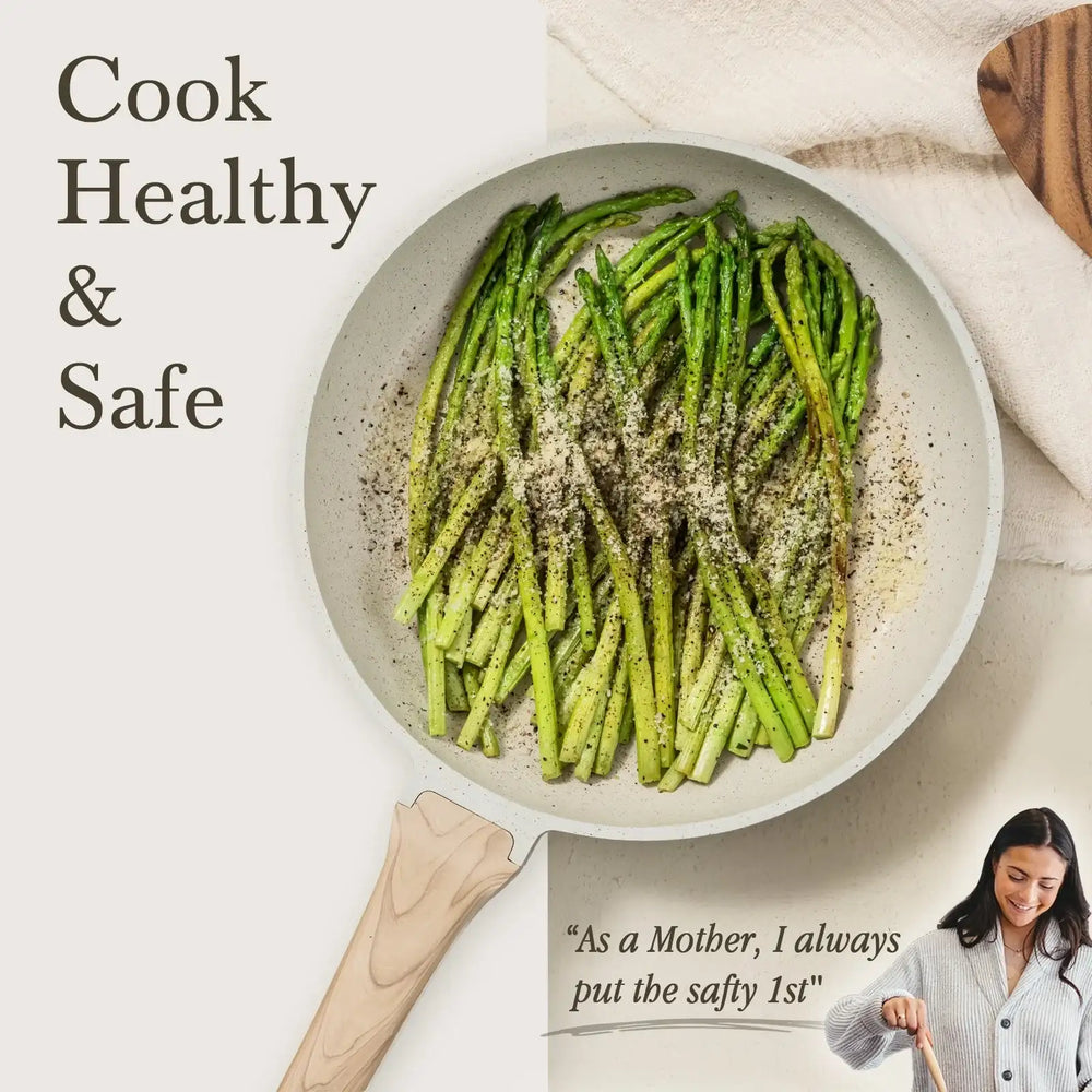 Carote 19 Pcs Nonstick Cookware Sets, Granite Pots and Pans Set Non Stick, White