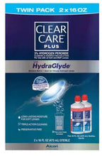 Clear Care Plus contact lens solution twin pack box with two 16 oz bottles