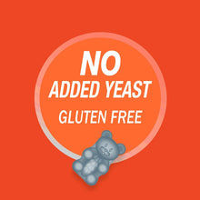 No added yeast and gluten-free badge with bear gummy icons